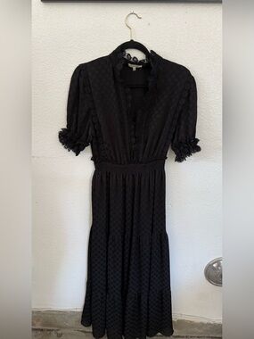 Max Studio Black Lace-Trim Maxi Dress